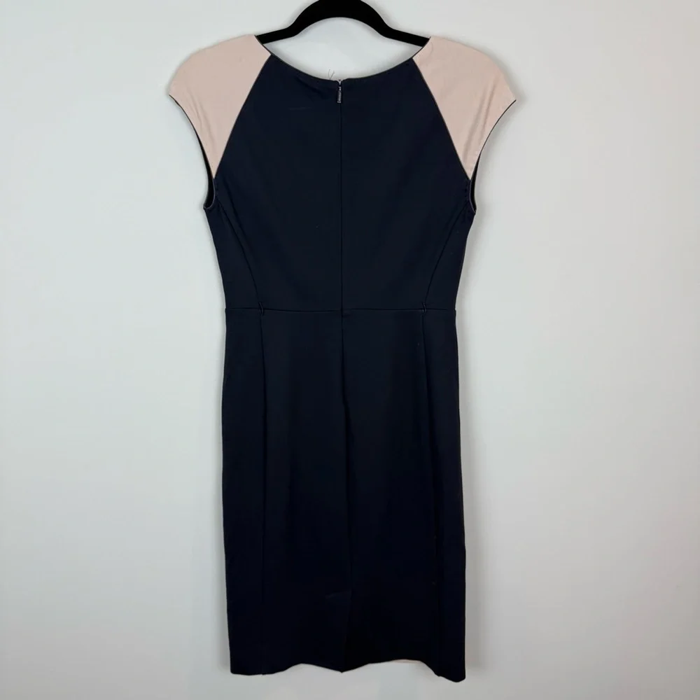 MaxMara Black Cream Colorblock Cap Sleeve Career Dress Sz 6